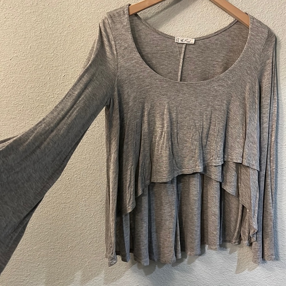 Grey Long Sleeve Crop Top